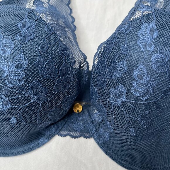 Natori Cherry Blossom Convertible Bra Night Blue Lace Underwire 32DDD - Picture 3 of 8